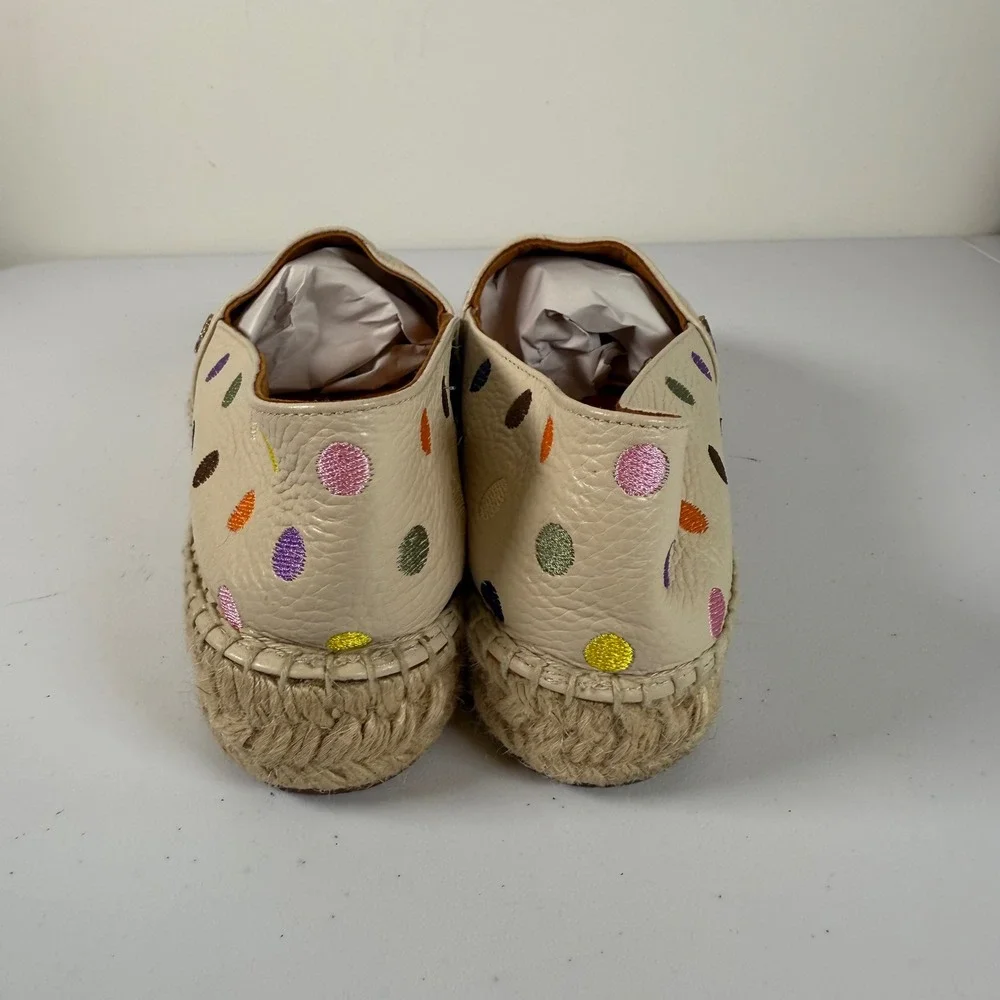 Kurt Geiger London Morella Polka Dot Leather Espadrille Flats Size 8.5 Slip On